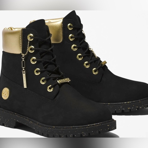 Timberland Shoes - New Timberland 6" Heritage "Black/Gold" Women's Boots